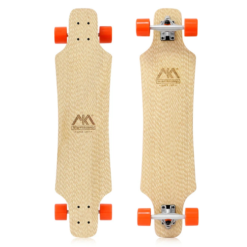 竹とメープル材のダンシングロングボードスケートボード（スケートボードトラックとホイール付き） 