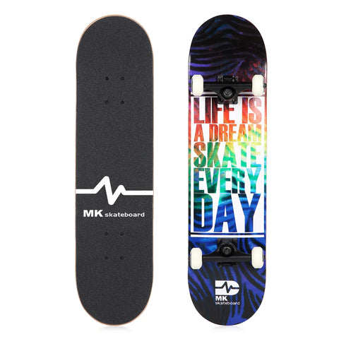 スケートボードサプライヤー 31 x 8インチ 7プライフルカナディアンメープルコンプリートダブルキックスケートボード